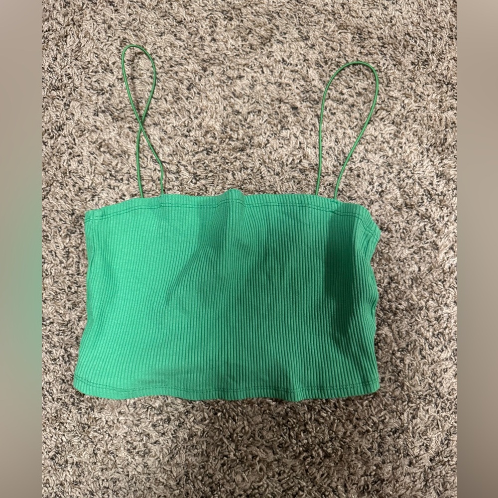 H&M Green Ribbed Camisole Top